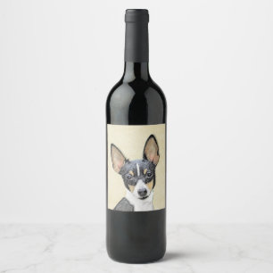 Toy Fox Terrier Painting - Cute Original Dog Art Wine Label