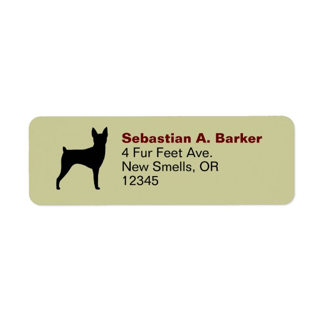 Toy Fox Terrier Silhouette Return Address Custom (Front)