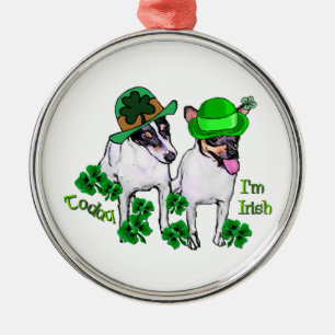 Toy Fox Terrier St Pattys Metal Ornament