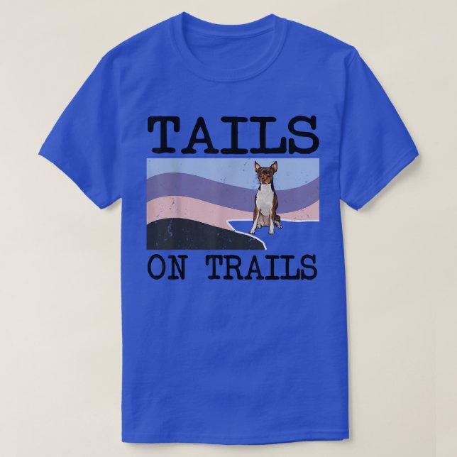 Toy Fox Terrier Tails On Trails Funny Dog Hiking T T-Shirt (Design Front)