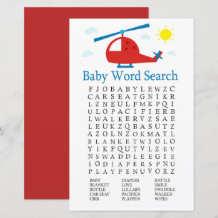 Toy helicopter Baby Shower Word Search Game