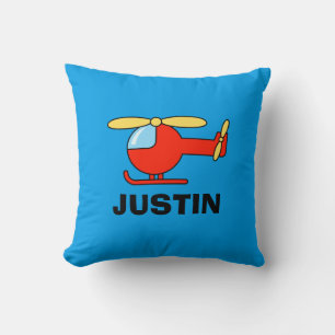 Toy helicopter kids bedroom pillow cushion
