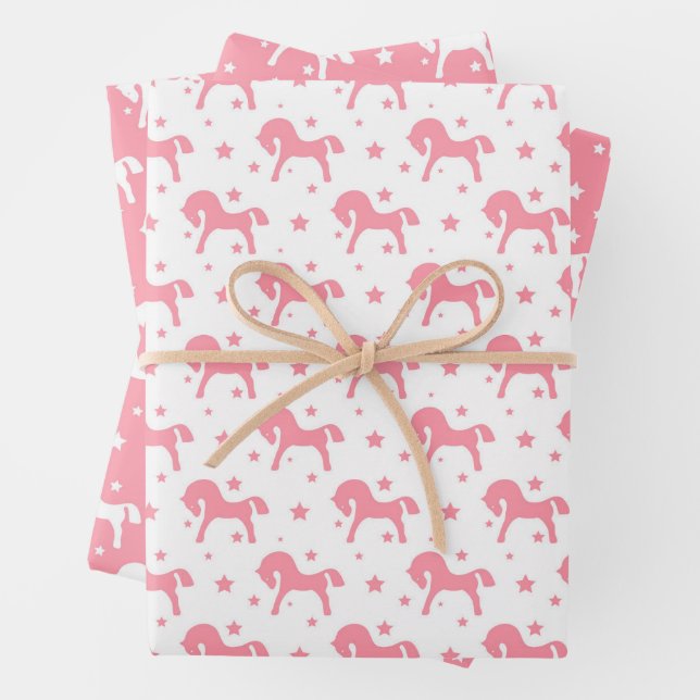 Toy Horses Wrapping Paper Sheet Set of 3 (In situ)