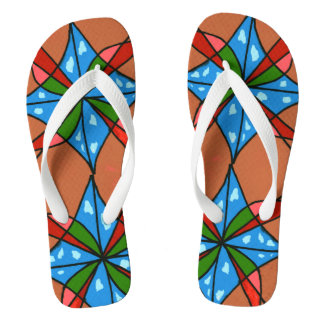 "Toy Kite and Pinwheel" abstract flip flops. Flip Flops