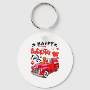 Toy Odle Heart Red Truck Happy Valentine Day Dog  Keychain