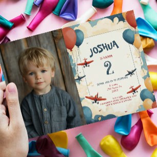 Toy Planes and Balloons Kids Birthday Party Invitation