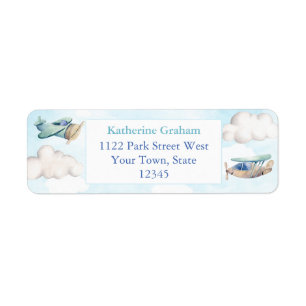 Toy Planes Clouds Boy Baby shower Adresse de retou