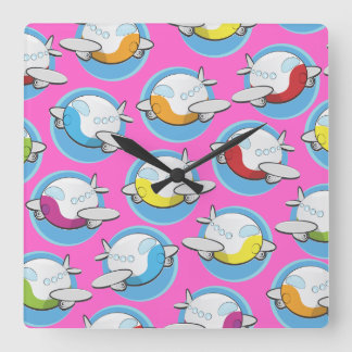 Toy Planes Square Wall Clock