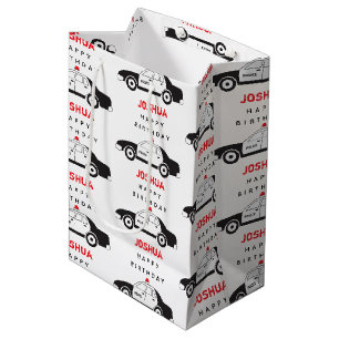 Toy Police Car Custom Name Kids Birthday  Medium Gift Bag