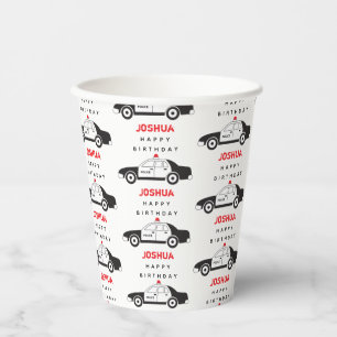 Toy Police Car Custom Name Kids Birthday Paper Cups