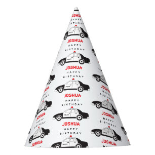 Toy Police Car Custom Name Kids Birthday Party Hat