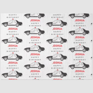 Toy Police Car Custom Name Kids Birthday Tissue Paper