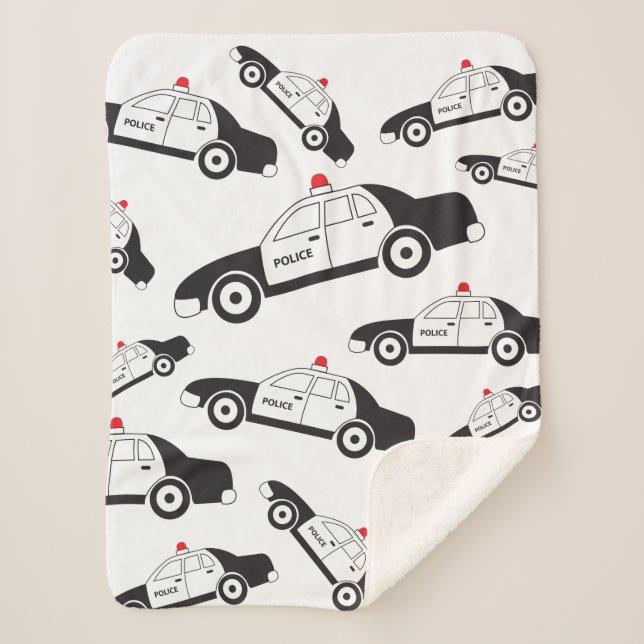 Toy Police Car Design Sherpa Blanket (Front)