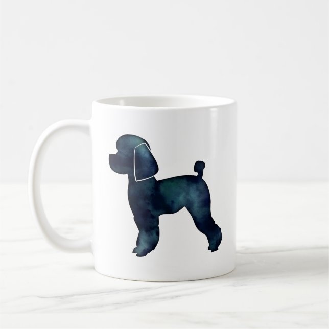 Toy Poodle Black Watercolor Silhouette Coffee Mug (Left)