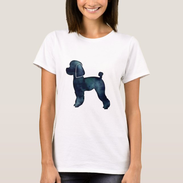 Toy Poodle Black Watercolor Silhouette T-Shirt (Front)