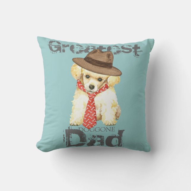 Toy Poodle Dad Throw Pillow (Front)