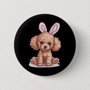 Toy Poodle Dog Breed Happy Easter Men Women Kids  2 Inch Round Button