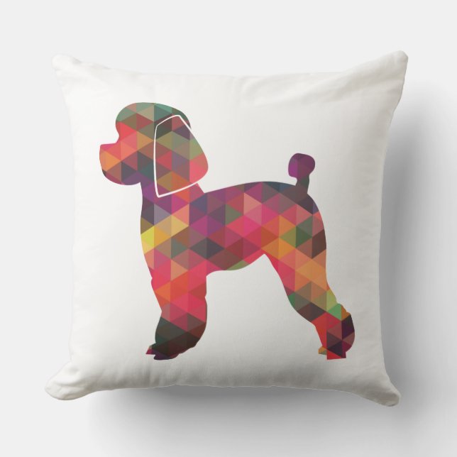 Toy Poodle Dog Geo Silhouette Multi Throw Pillow (Front)