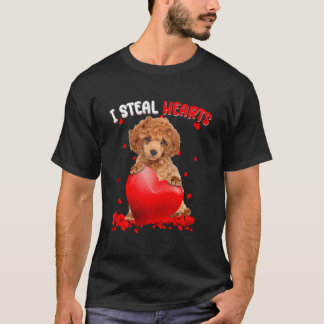 Toy Poodle Dog I Steal Hearts Cute Valentine Day W T-Shirt