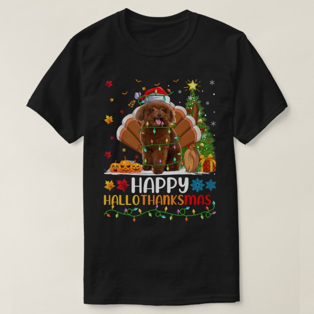 Toy Poodle Dog Lover Funny Happy Toy Poodle HelloT T-Shirt (Design Front)