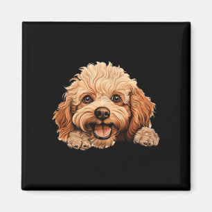 Toy Poodle Dog Mom Dad Peeking Puppy Magnet