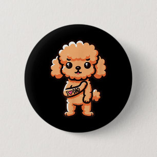 Toy Poodle I Love Dad Funny Dog Tattoo _1  2 Inch Round Button
