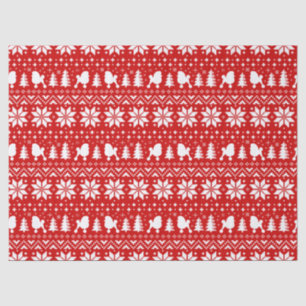 Toy Poodle Silhouettes Christmas Pattern Tissue Paper