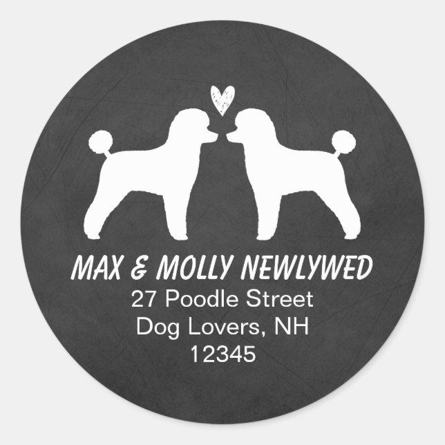 Toy Poodle Silhouettes Return Address Classic Round Sticker (Front)