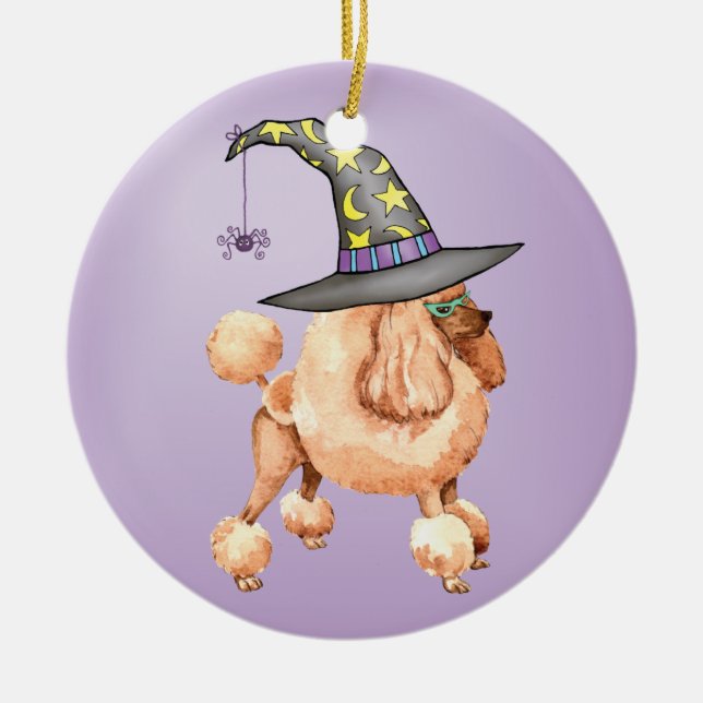 Toy Poodle Witch Ceramic Ornament (Front)