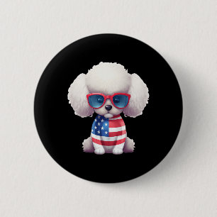 Toy Poodle With Patriotic Usa Flag American Indepe 2 Inch Round Button
