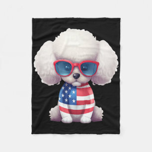 Toy Poodle With Patriotic Usa Flag American Indepe Fleece Blanket