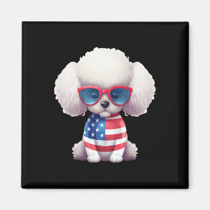 Toy Poodle With Patriotic Usa Flag American Indepe Magnet