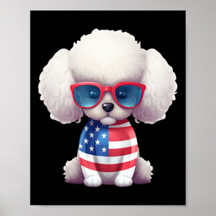 Toy Poodle With Patriotic Usa Flag American Indepe Poster