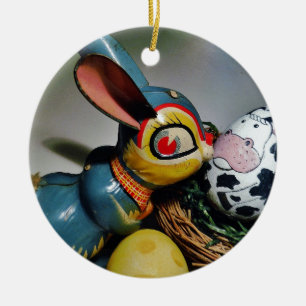 Toy Rabbit and cow egg Ceramic Ornament