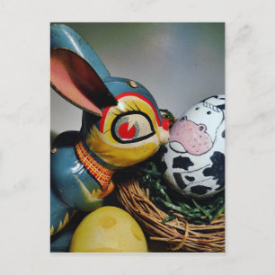 Toy Rabbit and  cow egg Postcard