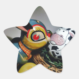 Toy Rabbit and  cow egg Star Sticker