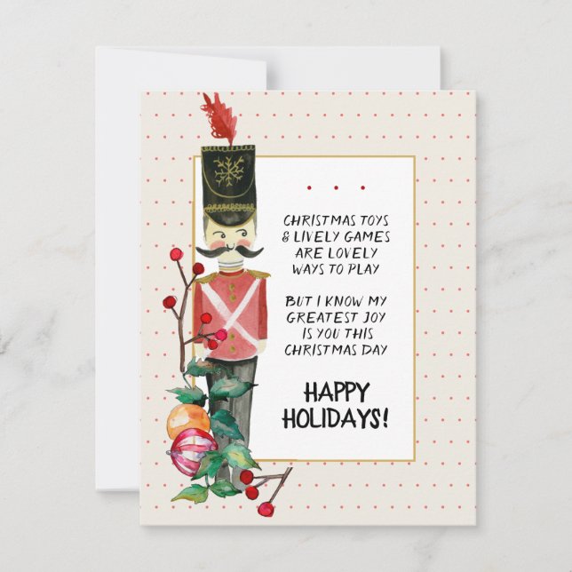 Toy Soldier Christmas Poem Watercolor Holiday Red (Front)