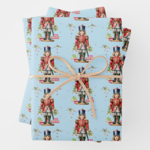 Toy Soldier Christmas Tree Wrapping Paper Sheet