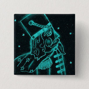Toy Soldier in Black and Aqua 2 Inch Square Button