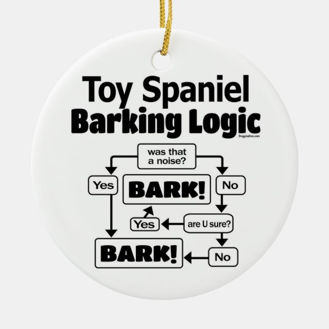 Toy Spaniel Barking Logic Ceramic Ornament (Front)