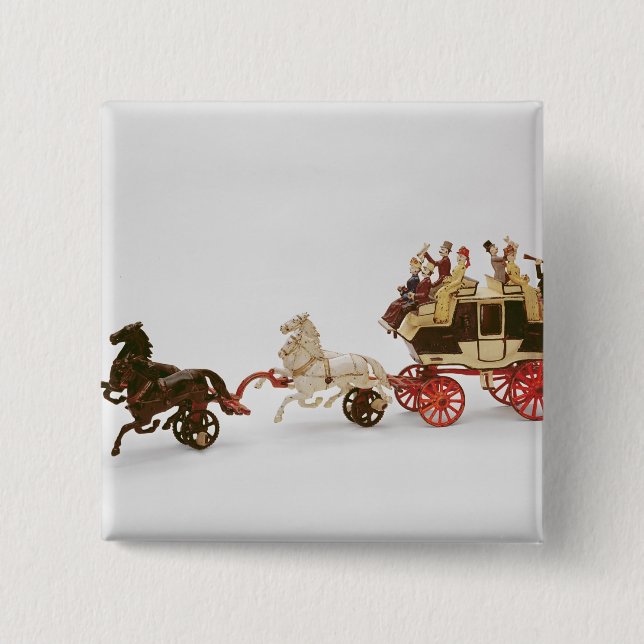 Toy stagecoach 2 inch square button (Front)