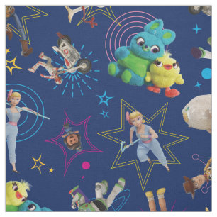 Toy Story 4   Blue Toys Toss Pattern Fabric