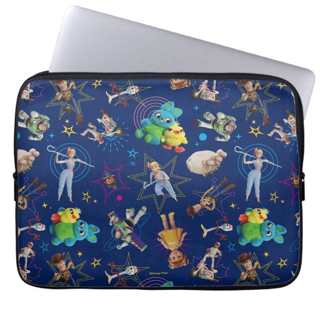 Toy Story 4 | Blue Toys Toss Pattern Laptop Sleeve (Front)