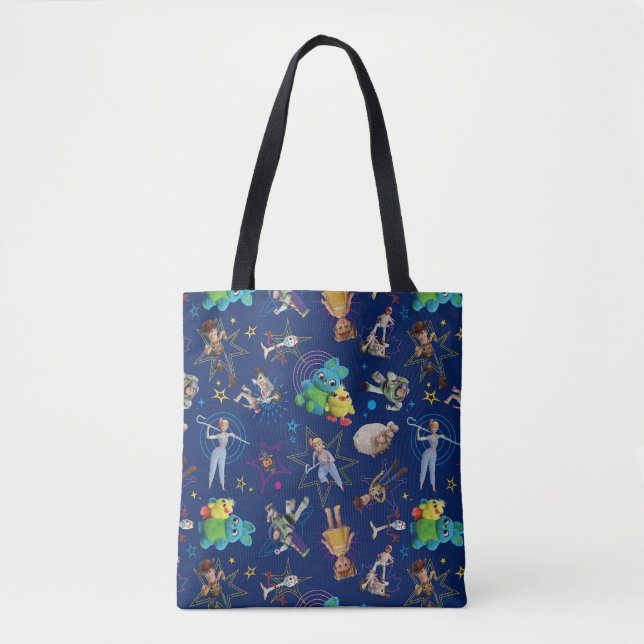 Toy Story 4 | Blue Toys Toss Pattern Tote Bag (Front)