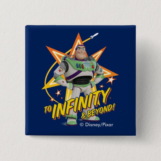 Toy Story 4 | Buzz "To Infinity & Beyond" Stars 2 Inch Square Button (Front)