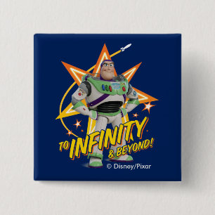 Toy Story 4   Buzz "To Infinity & Beyond" Stars 2 Inch Square Button