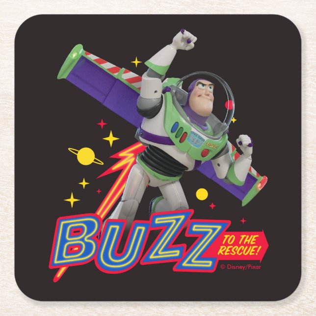 Toy Story 4 | Buzz To The Rescue! Square Paper Coaster (Front)