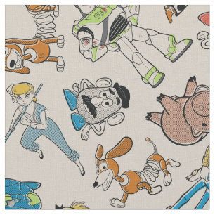 Toy Story 4   Retro Character Toss Pattern Fabric