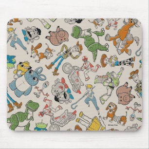 Toy Story 4   Retro Character Toss Pattern Mouse Pad