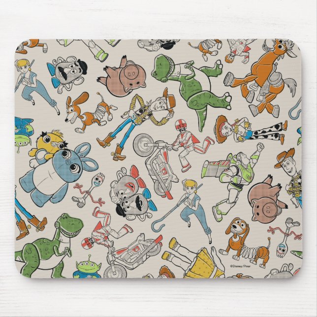 Toy Story 4 | Retro Character Toss Pattern Mouse Pad (Front)